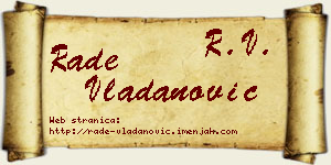 Rade Vladanović vizit kartica